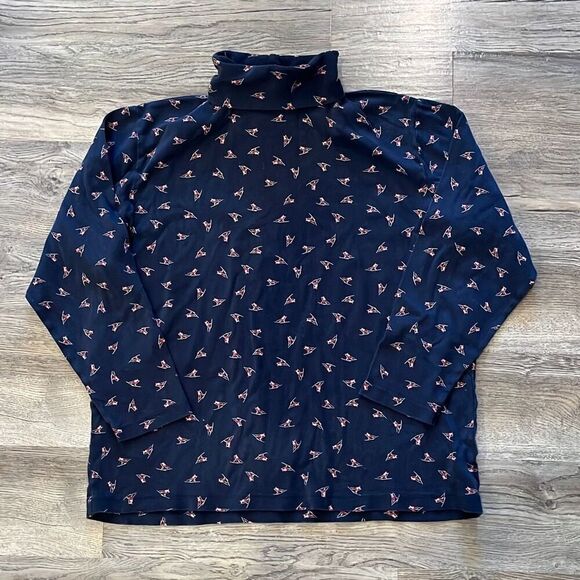 Eddie Bauer Vintage Navy Blue Skier Turtleneck Top Size XL - Picture 1 of 4